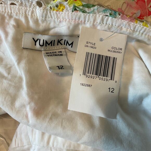 Yumi Kim Floral Cotton Eyelet Lace Dress White Size 12 San Juan A-Line Midi - Picture 8 of 12